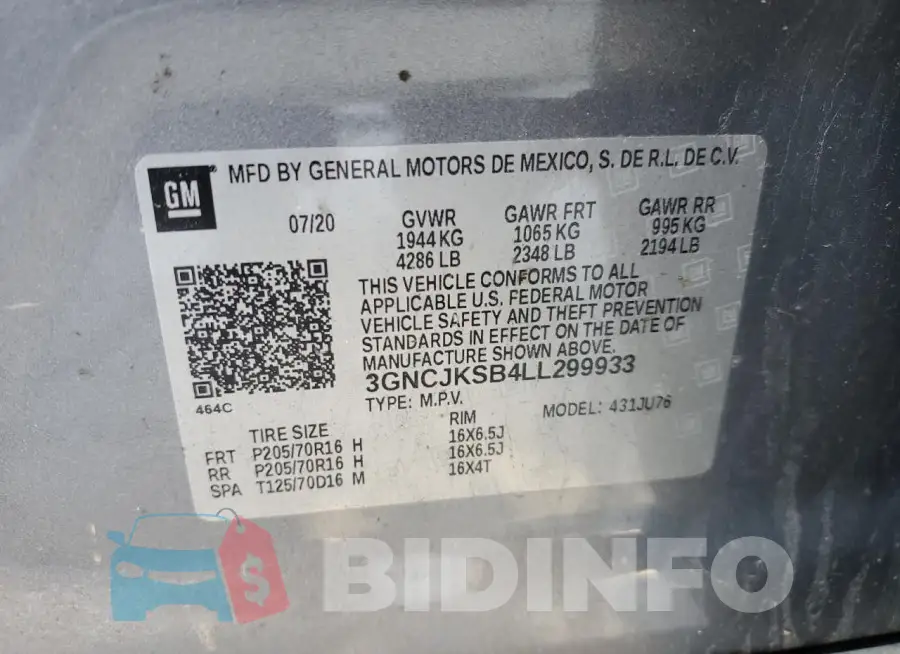 3GNCJKSB4LL299933 Photo# 13