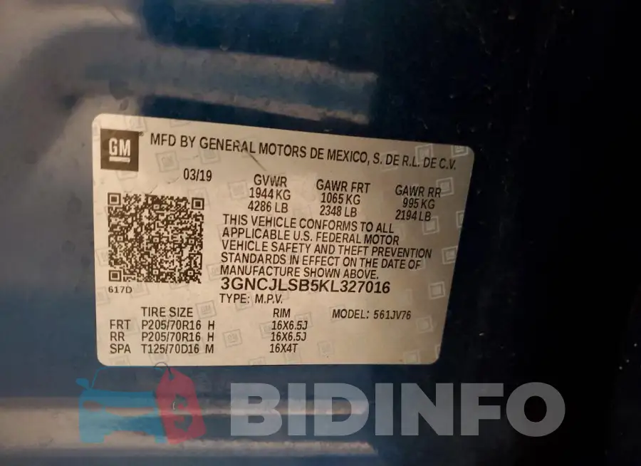3GNCJLSB5KL327016 Photo# 13
