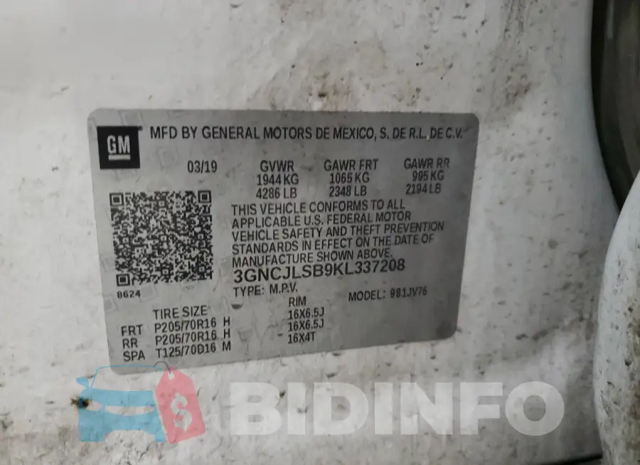 3GNCJLSB9KL337208 Photo# 13
