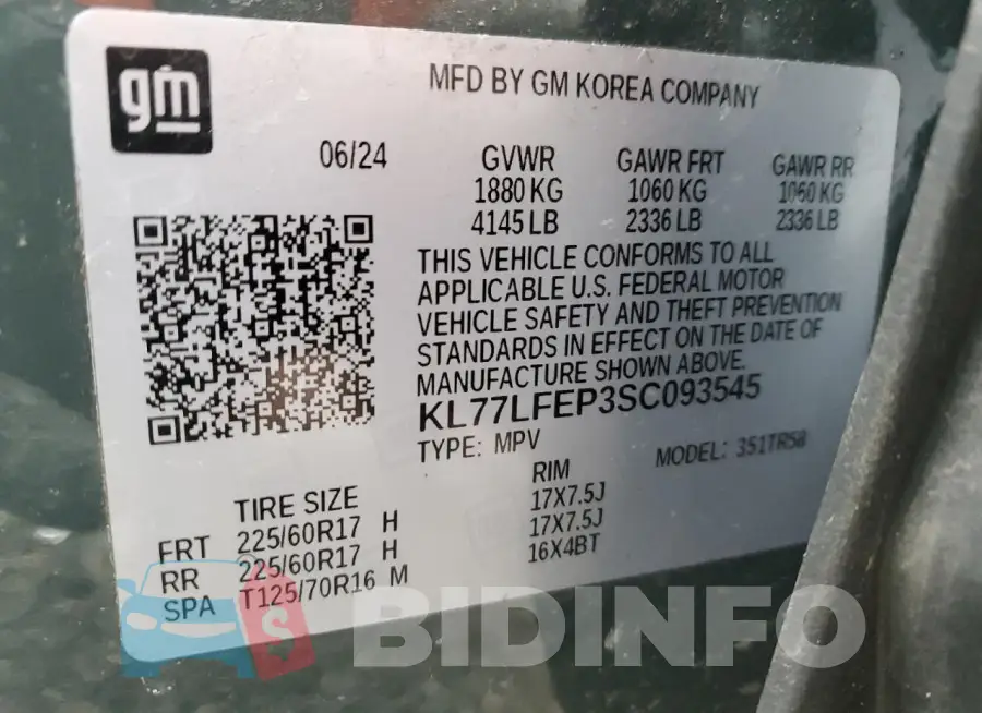 KL77LFEP3SC093545 Photo# 14