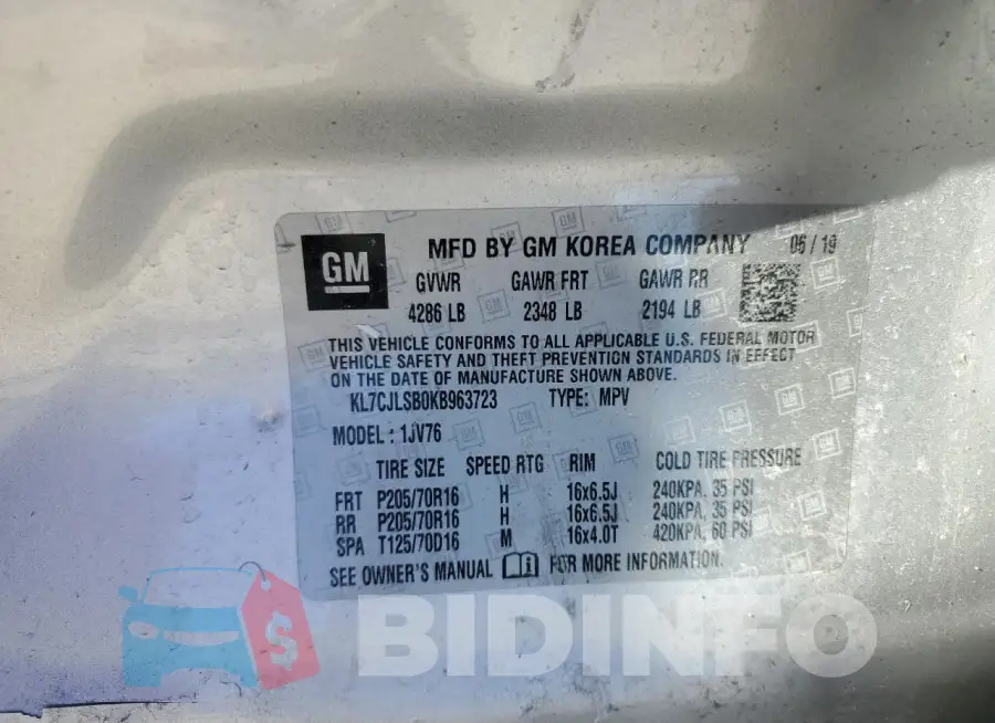 KL7CJLSB0KB963723 Photo# 13