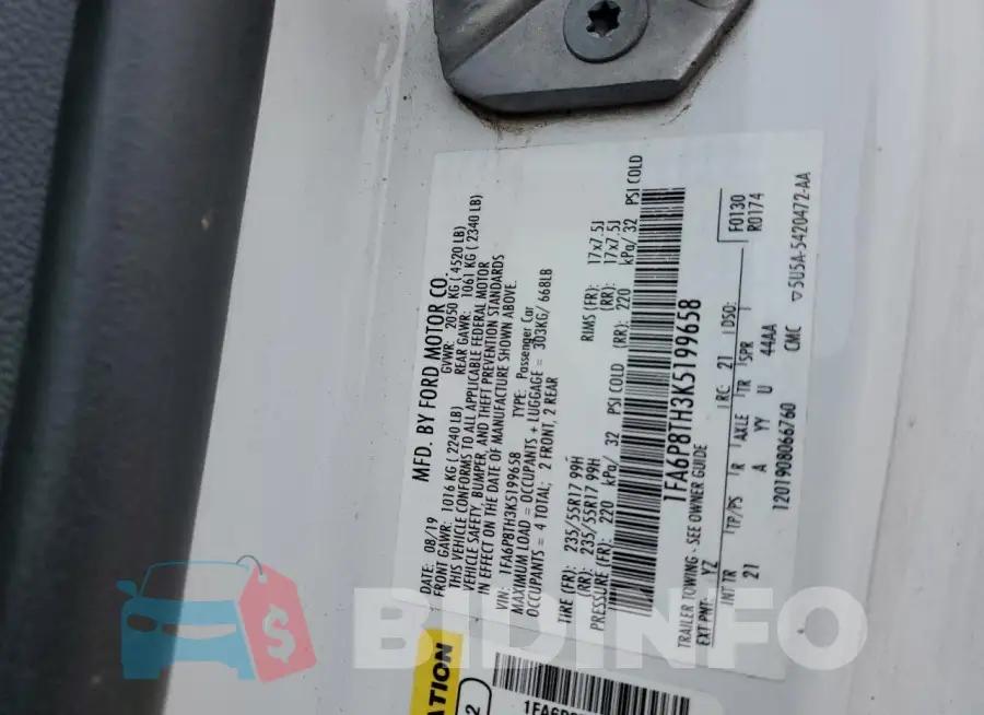 1FA6P8TH3K5199658 Photo# 13