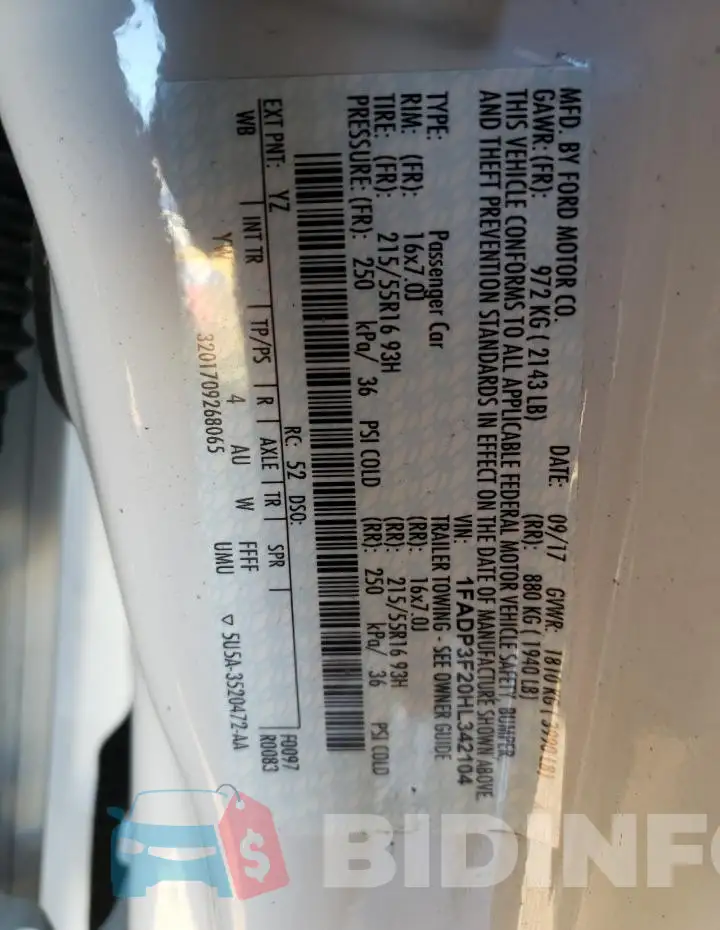1FADP3F20HL342104 Photo# 12