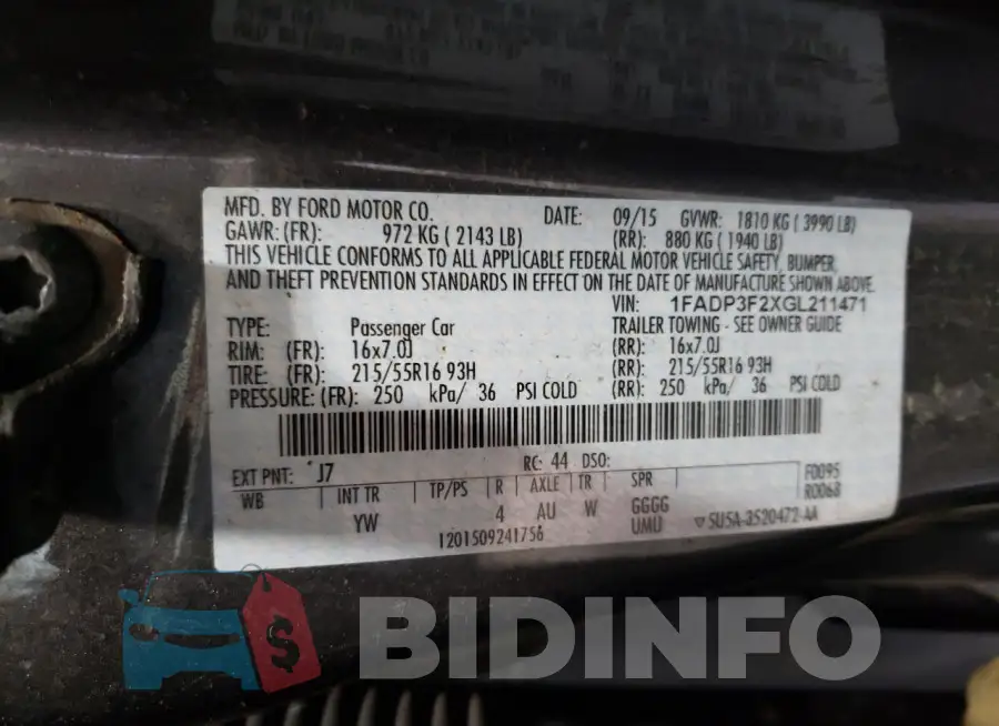 1FADP3F2XGL211471 Photo# 13