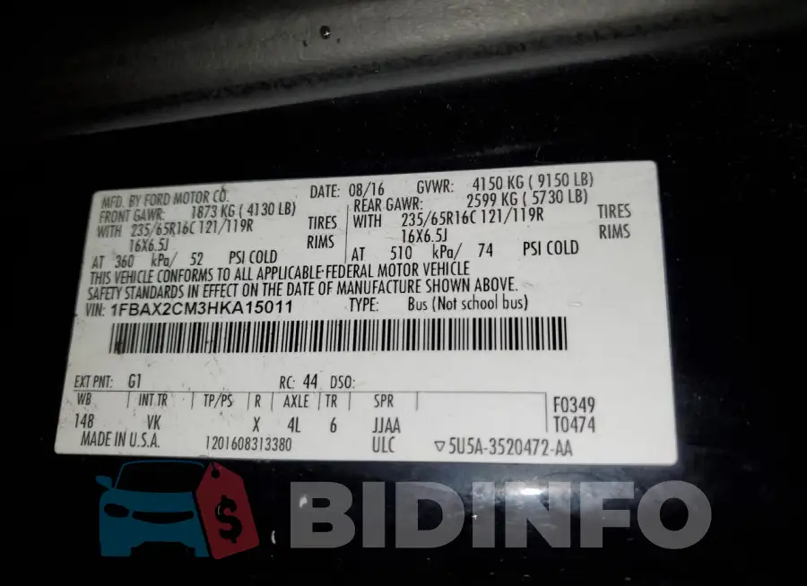 1FBAX2CM3HKA15011 Photo# 13