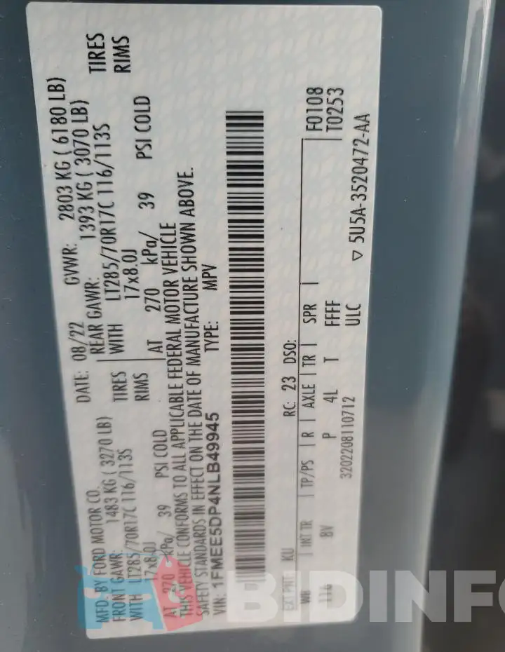 1FMEE5DP4NLB49945 Photo# 12