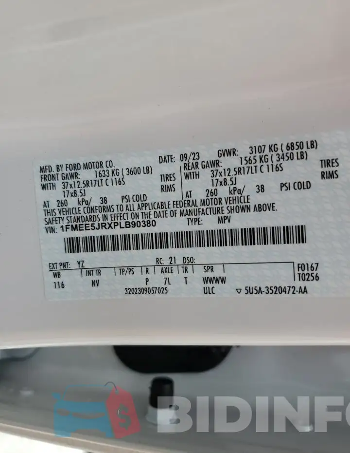 1FMEE5JRXPLB90380 Photo# 14