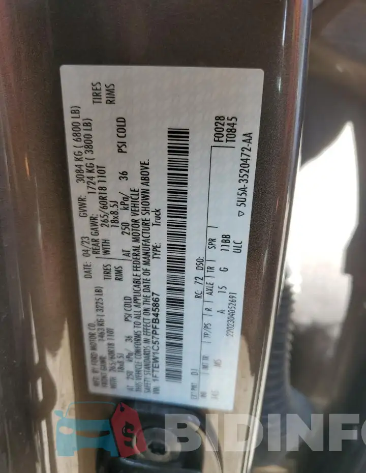 1FTEW1C57PFB45867 Photo# 12