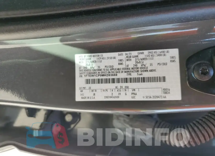 1FTEW1CP9MKD93669 Photo# 12