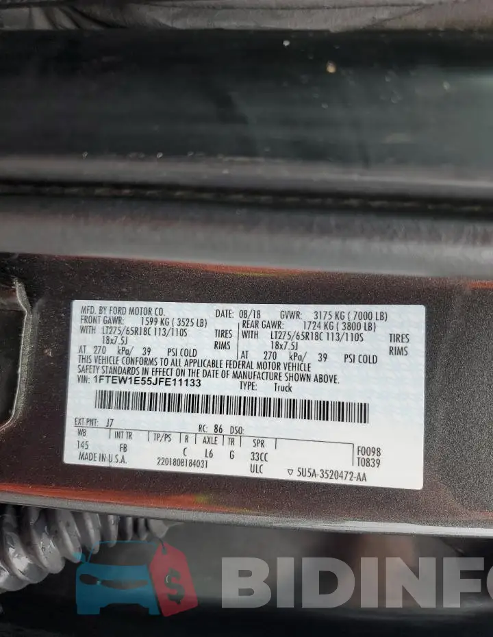 1FTEW1E55JFE11133 Photo# 12