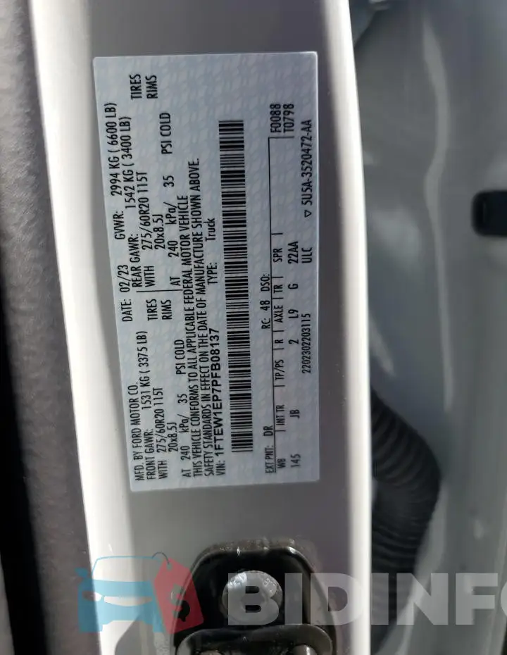 1FTEW1EP7PFB08137 Photo# 12