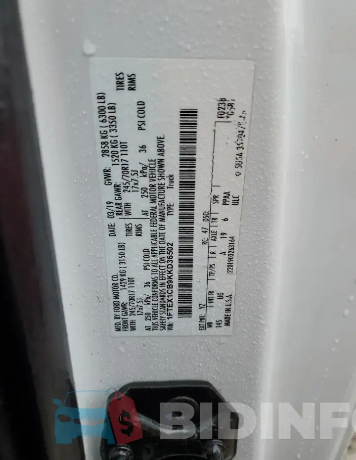 1FTEX1CB9KKD36502 Photo# 12