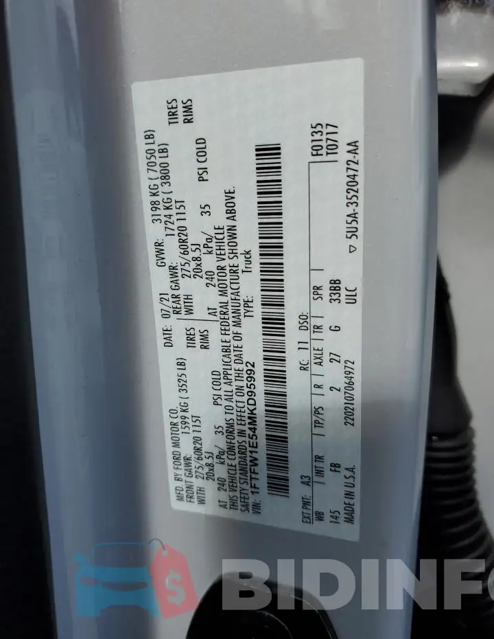 1FTFW1E54MKD95992 Photo# 12