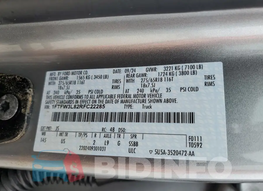 1FTFW3L82RFC22285 Photo# 13