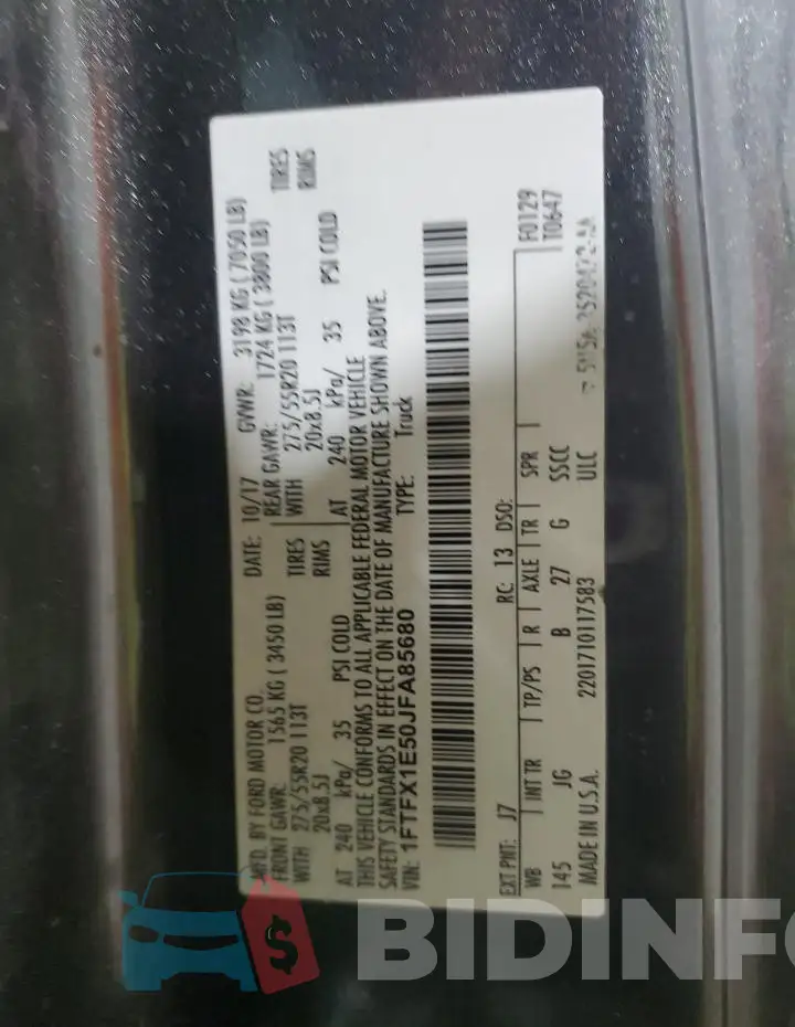 1FTFX1E50JFA85680 Photo# 13