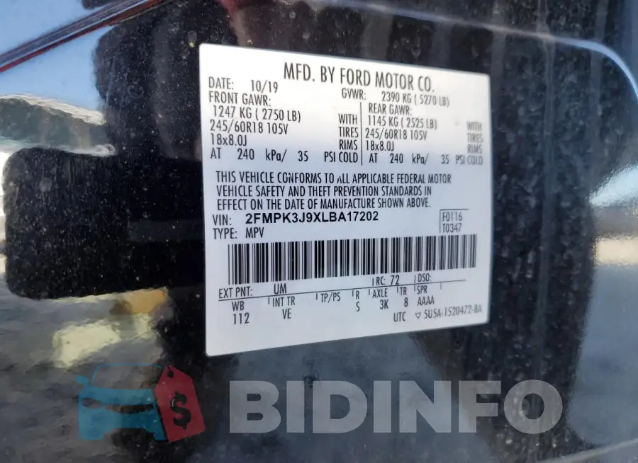 2FMPK3J9XLBA17202 Photo# 13