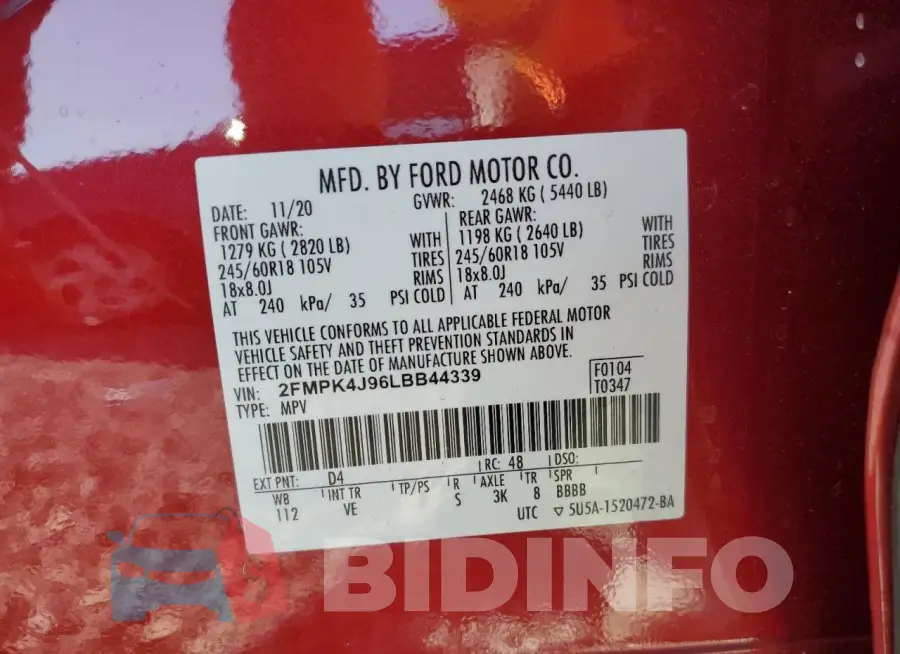 2FMPK4J96LBB44339 Photo# 13