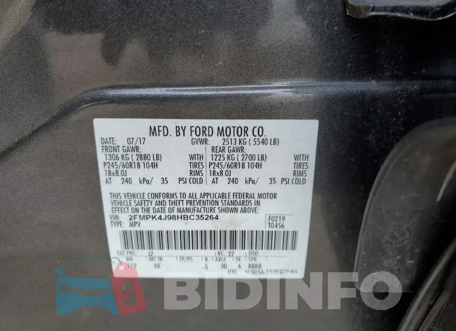 2FMPK4J98HBC35264 Photo# 13