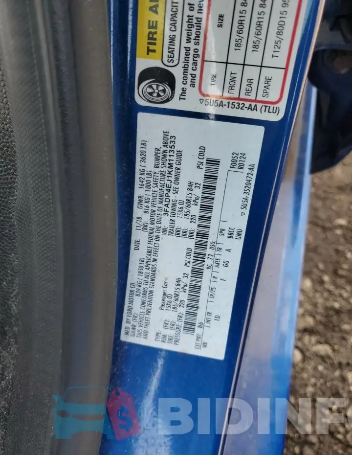 3FADP4EJ1KM113533 Photo# 12