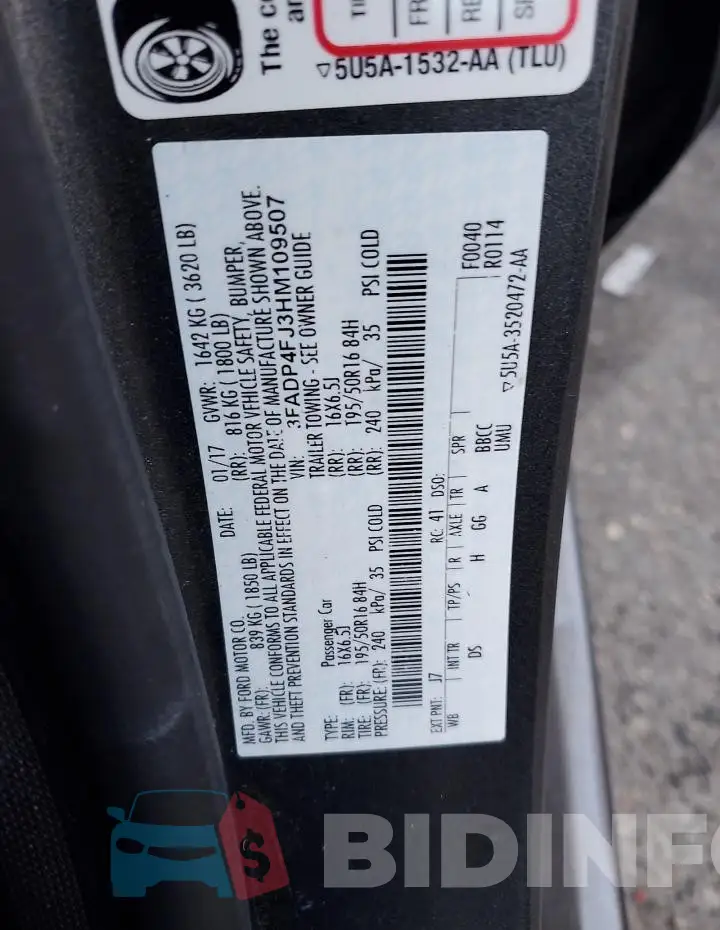 3FADP4FJ3HM109507 Photo# 12