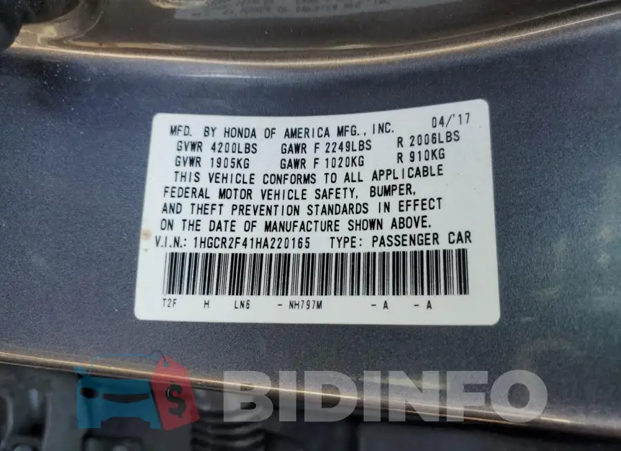 1HGCR2F41HA220165 Photo# 12