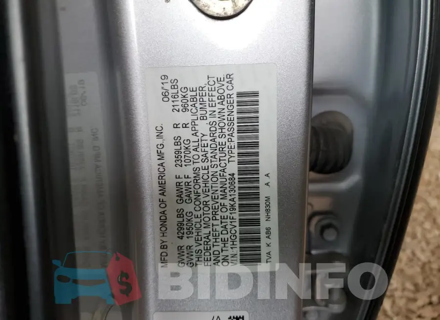 1HGCV1F19KA130684 Photo# 12