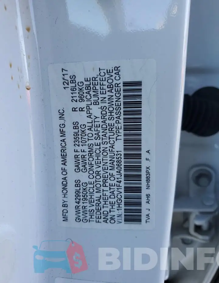 1HGCV1F41JA068531 Photo# 12