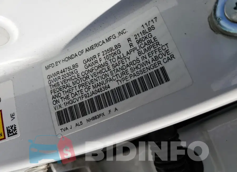 1HGCV1F92JA048364 Photo# 12