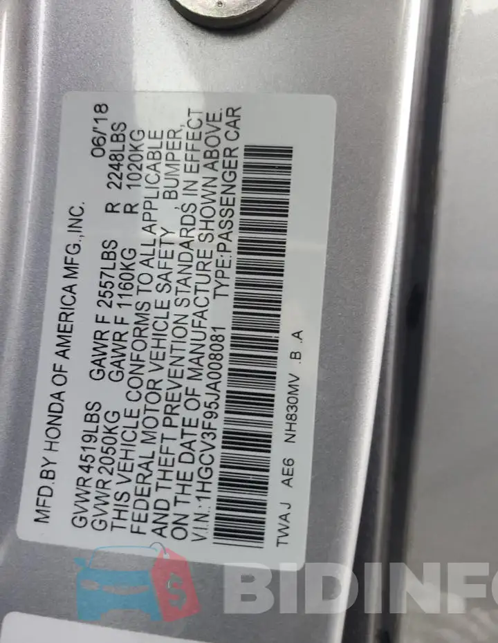 1HGCV3F95JA008081 Photo# 12