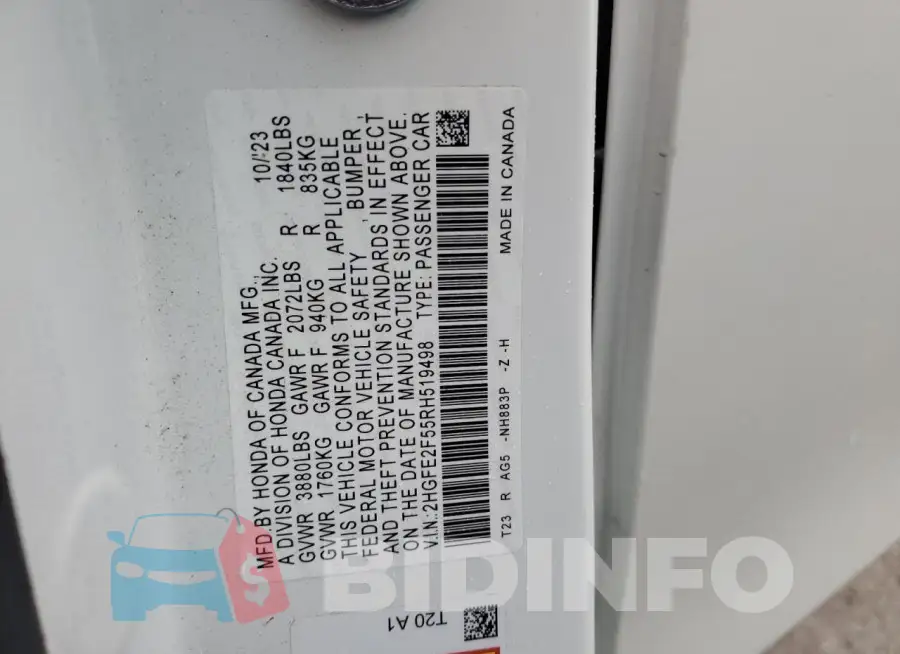 2HGFE2F55RH519498 Photo# 12