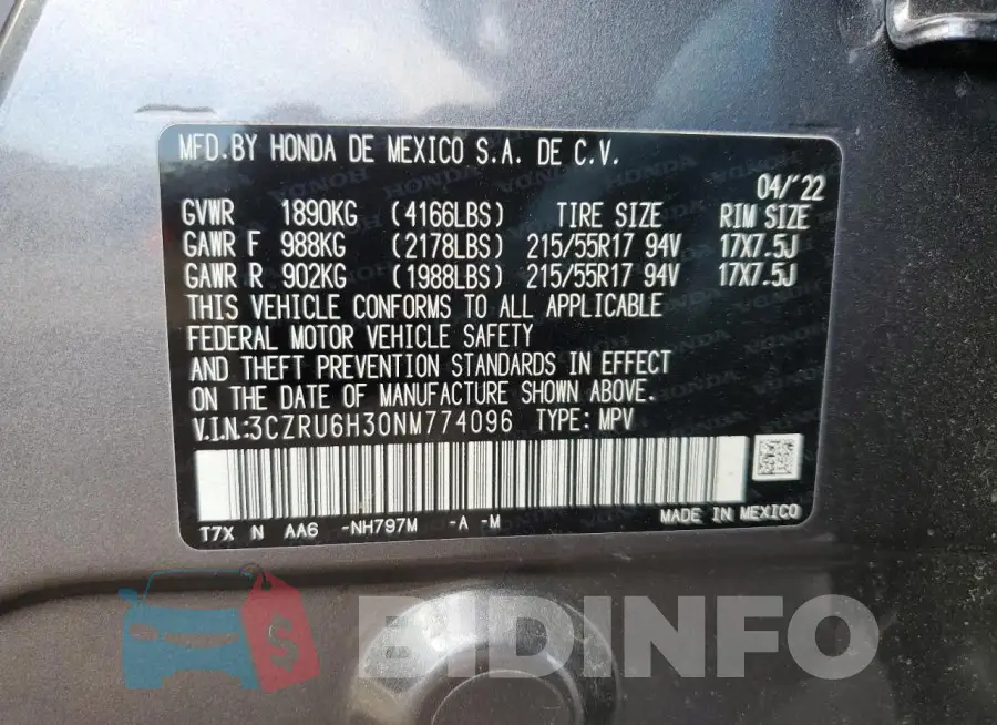 3CZRU6H30NM774096 Photo# 12