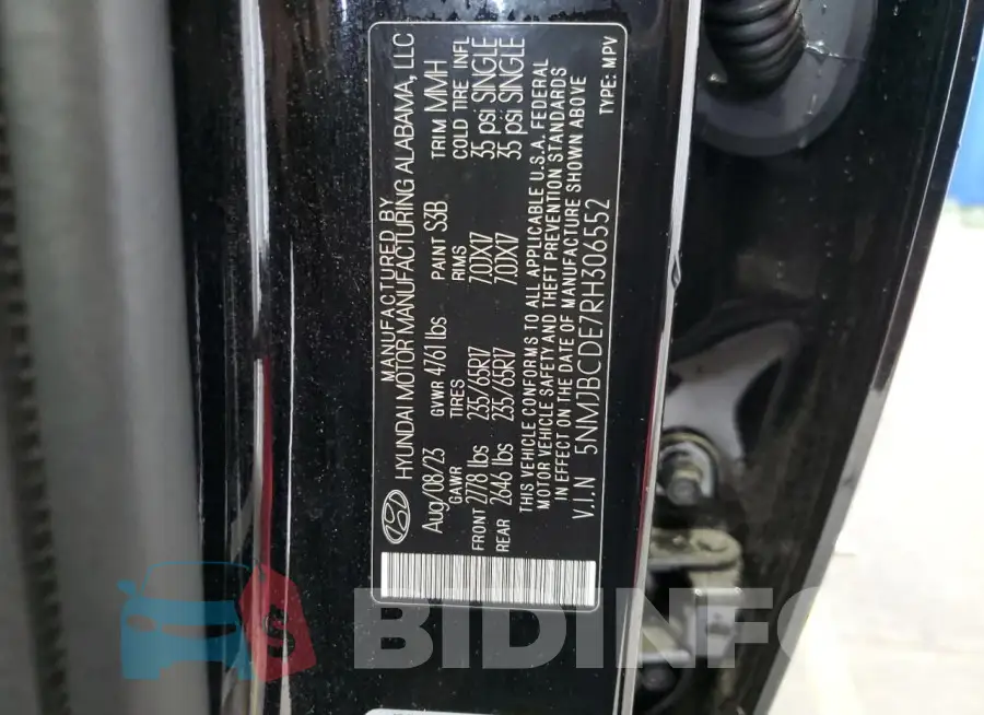 5NMJBCDE7RH306552 Photo# 14