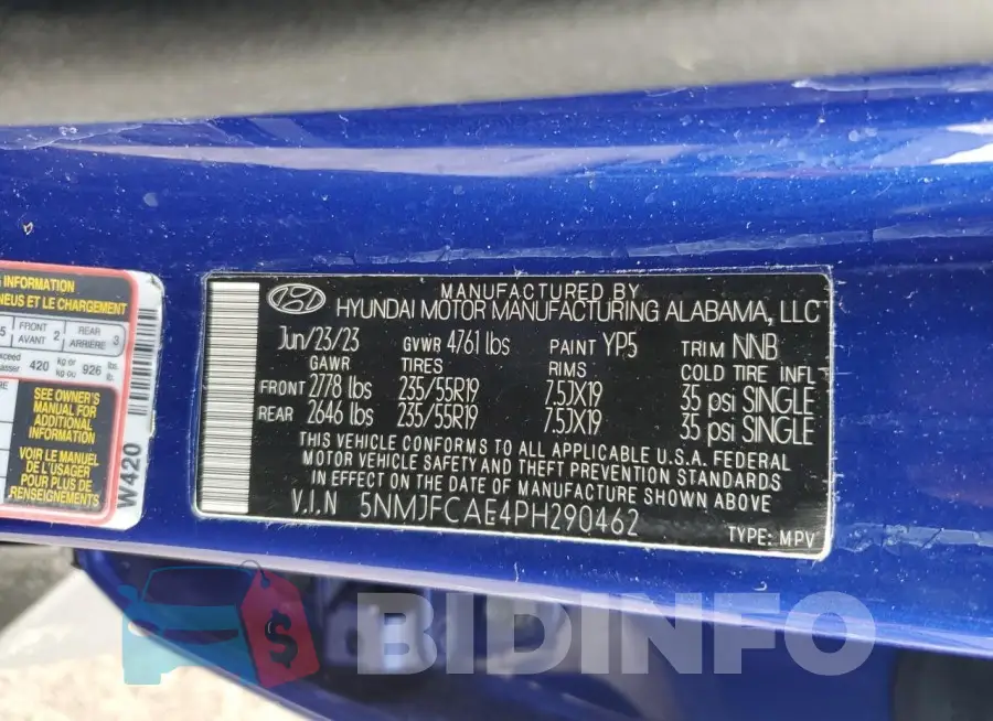 5NMJFCAE4PH290462 Photo# 14