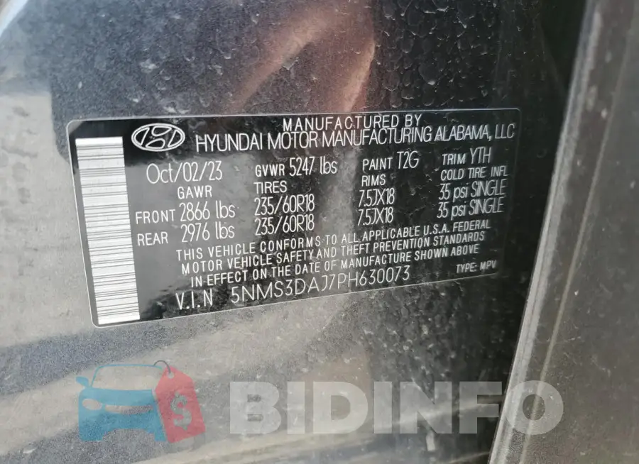 5NMS3DAJ7PH630073 Photo# 14