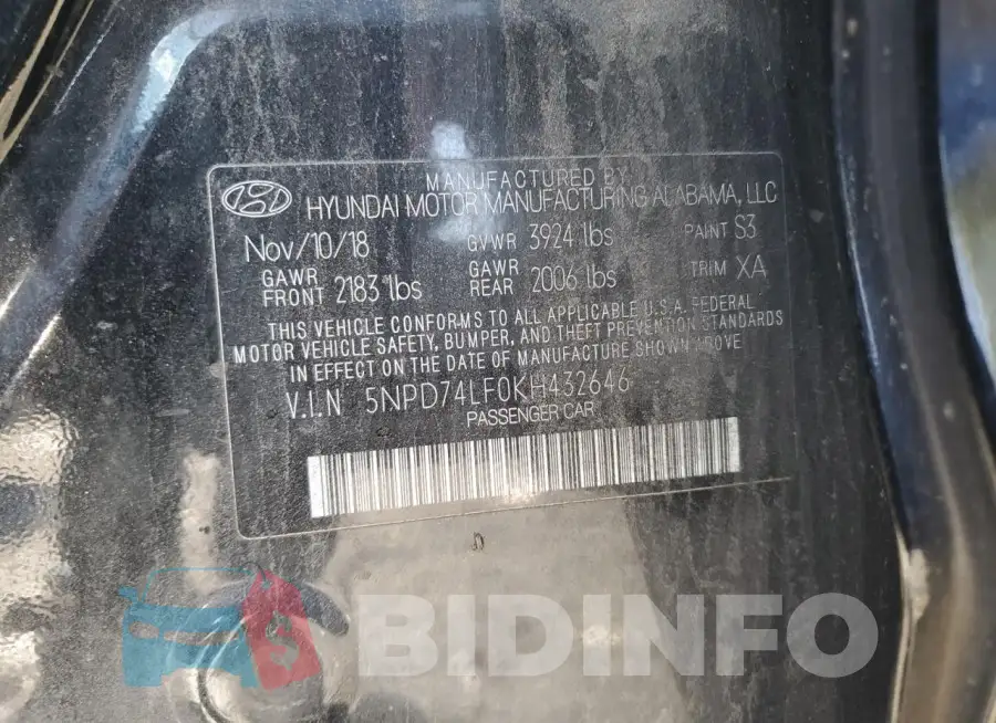 5NPD74LF0KH432646 Photo# 12