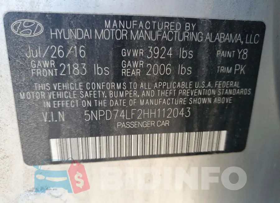 5NPD74LF2HH112043 Photo# 12