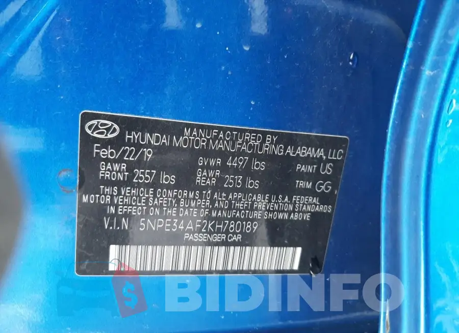5NPE34AF2KH780189 Photo# 12