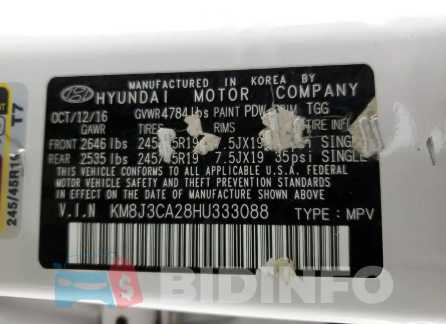 KM8J3CA28HU333088 Photo# 13