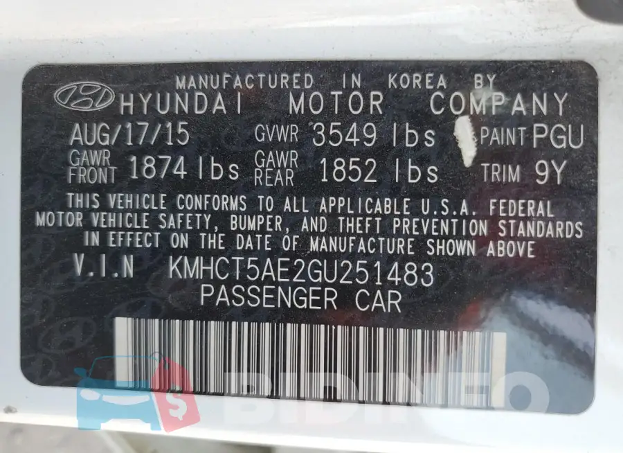KMHCT5AE2GU251483 Photo# 13