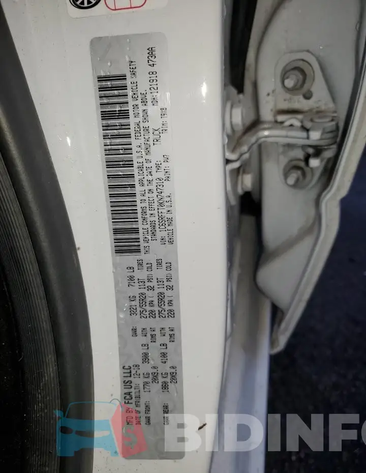 1C6SRFFT0KN747310 Photo# 12