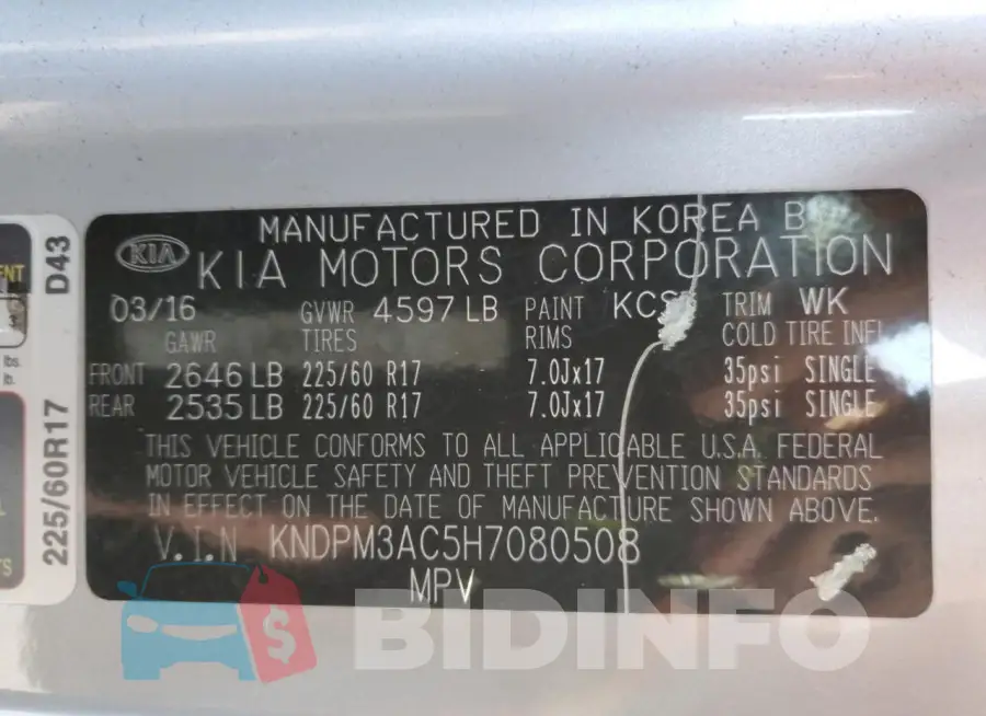 KNDPM3AC5H7080508 Photo# 13
