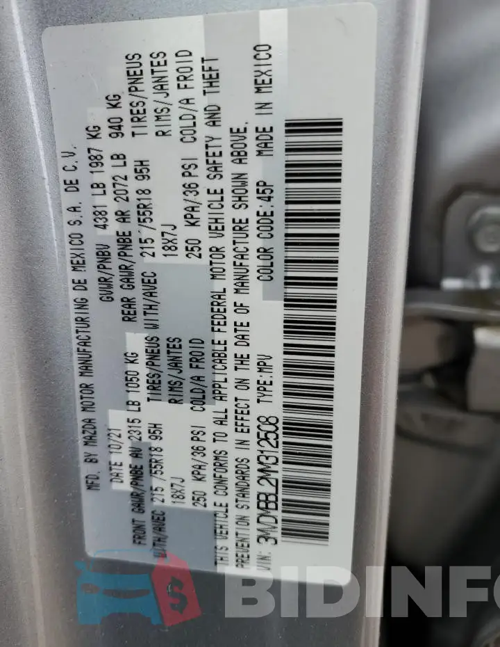 3MVDMBBL2MM312508 Photo# 13