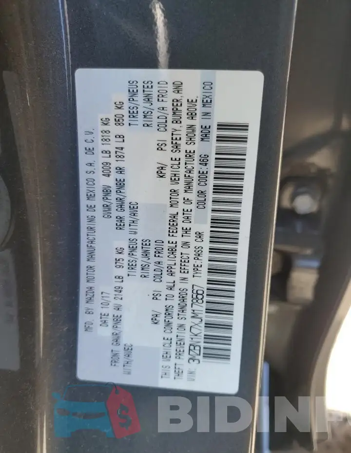 3MZBN1K7XJM178567 Photo# 12