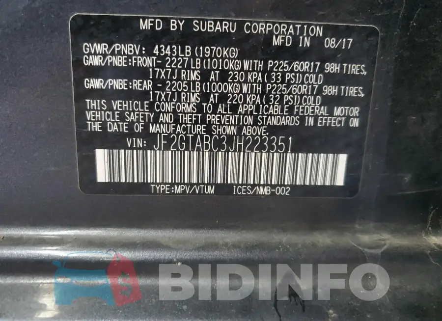 JF2GTABC3JH223351 Photo# 13