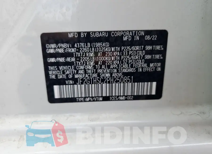 JF2GTHSC2PH250851 Photo# 13