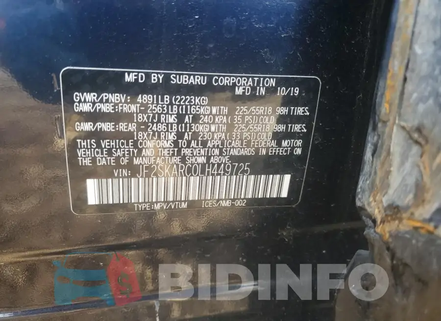 JF2SKARC0LH449725 Photo# 14
