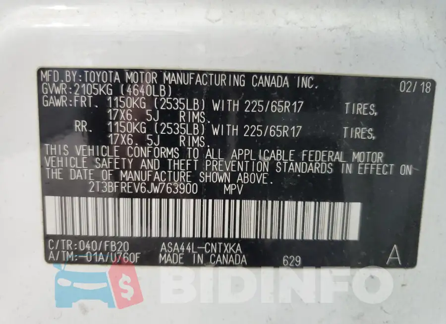 2T3BFREV6JW763900 Photo# 14