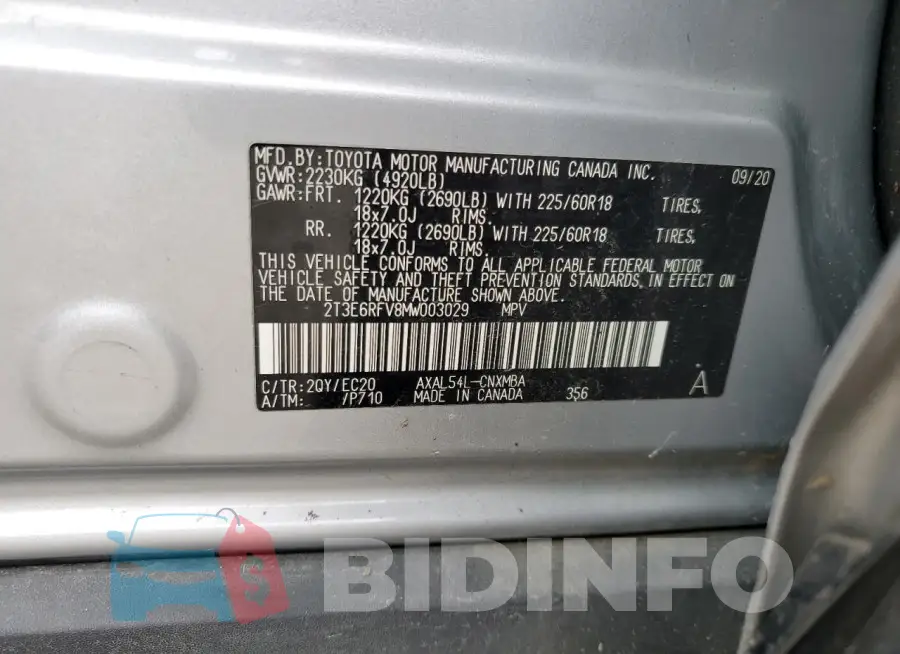 2T3E6RFV8MW003029 Photo# 13