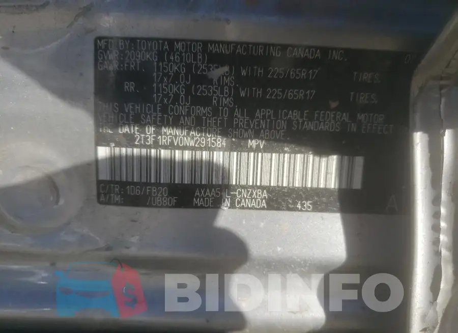 2T3F1RFV0NW291584 Photo# 12
