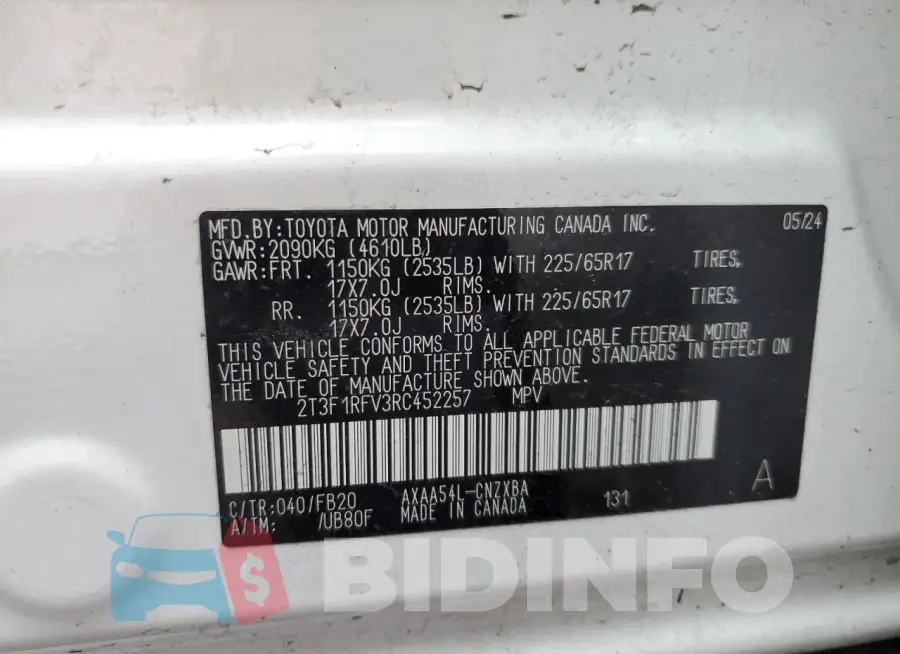 2T3F1RFV3RC452257 Photo# 14